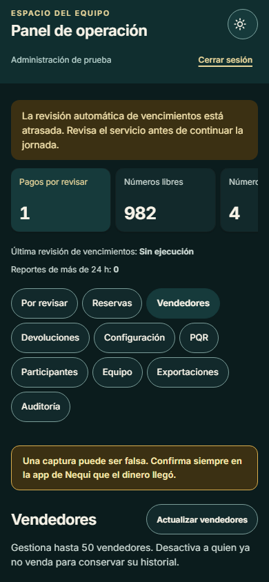 Panel de administración · vendedores (oscuro, 390x844) — toca para ampliar